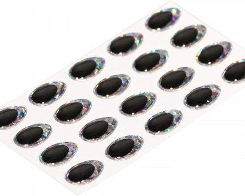 3D Epoxy Teardrop Eyes, Holographic Silver, 7 mm